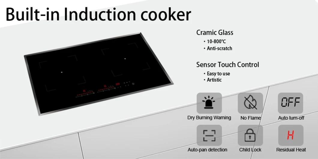 Double Induction Cooktop Plate Electric Kitchen 2 Burner with Overheating Protection