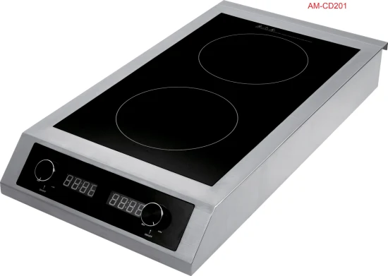 Equipamento de cozinha para restaurante Fogão elétrico de indução Wok de aço inoxidável duplo queimador